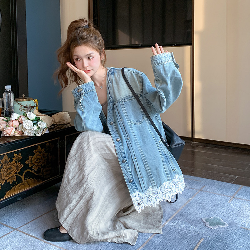 美式复古短款V领牛仔外套女春秋新款超火好看高级感小众夹克上衣,女装短外套,浙宝270