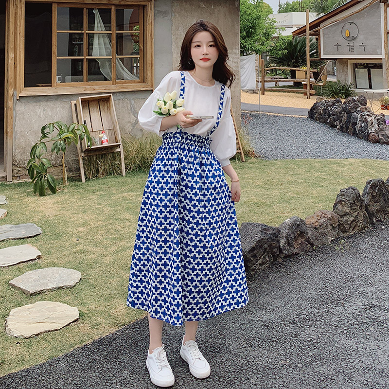 2023夏季新款！！松紧高腰时尚背带裙两件套270-2222-P115控168,女装连衣裙,浙宝270