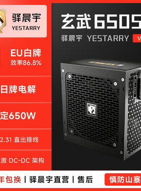 驿晨宇玄武650SE白牌额定650W电脑电源电竞全日牌电容三年包换