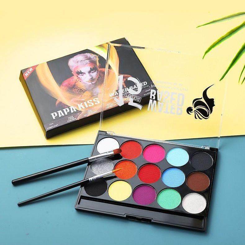 水溶性脸部人体彩绘速干易清洗儿童万圣节舞台表演啦啦队脸彩15色