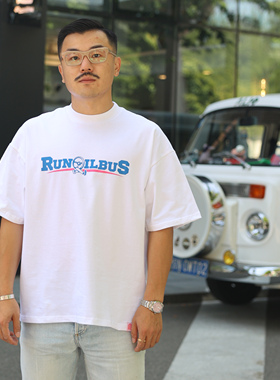 【梦想家ALI】燃油巴适 方向盘款-白色 复古宽松T恤