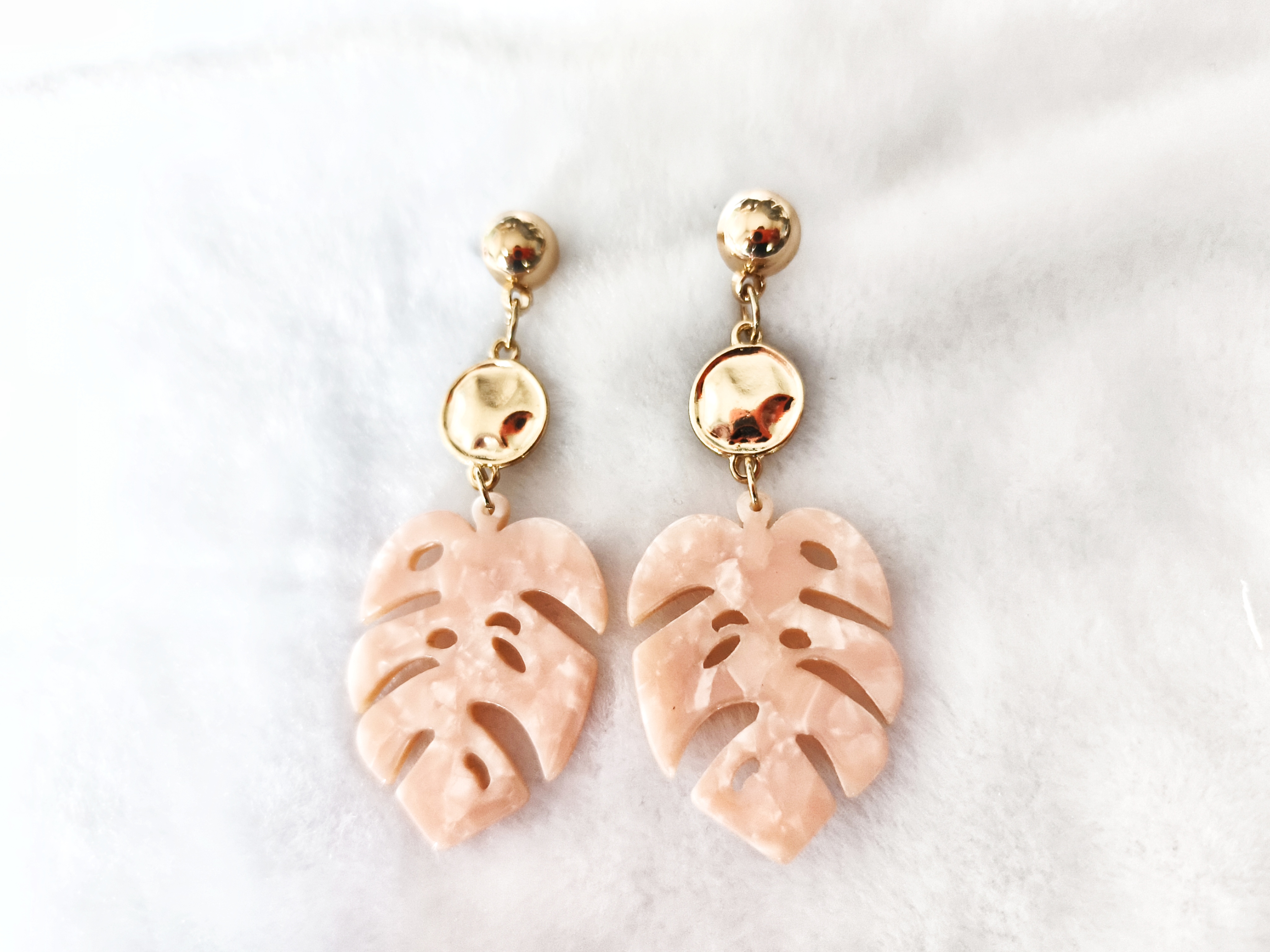 时尚潮流甜美树脂耳钉耳环耳饰韩国醋酸棕榈树叶子流苏长款耳坠