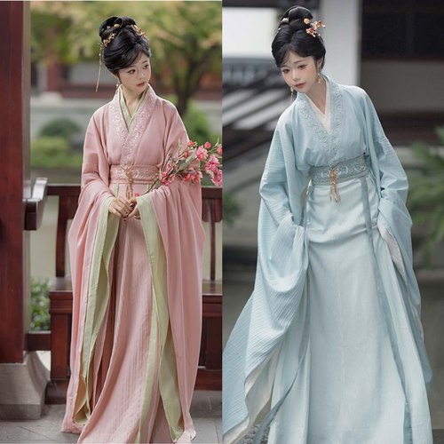 魏晋制汉服女春秋冬季绣花上衣
