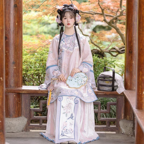 汉服女清汉马面印花大袖旗袍