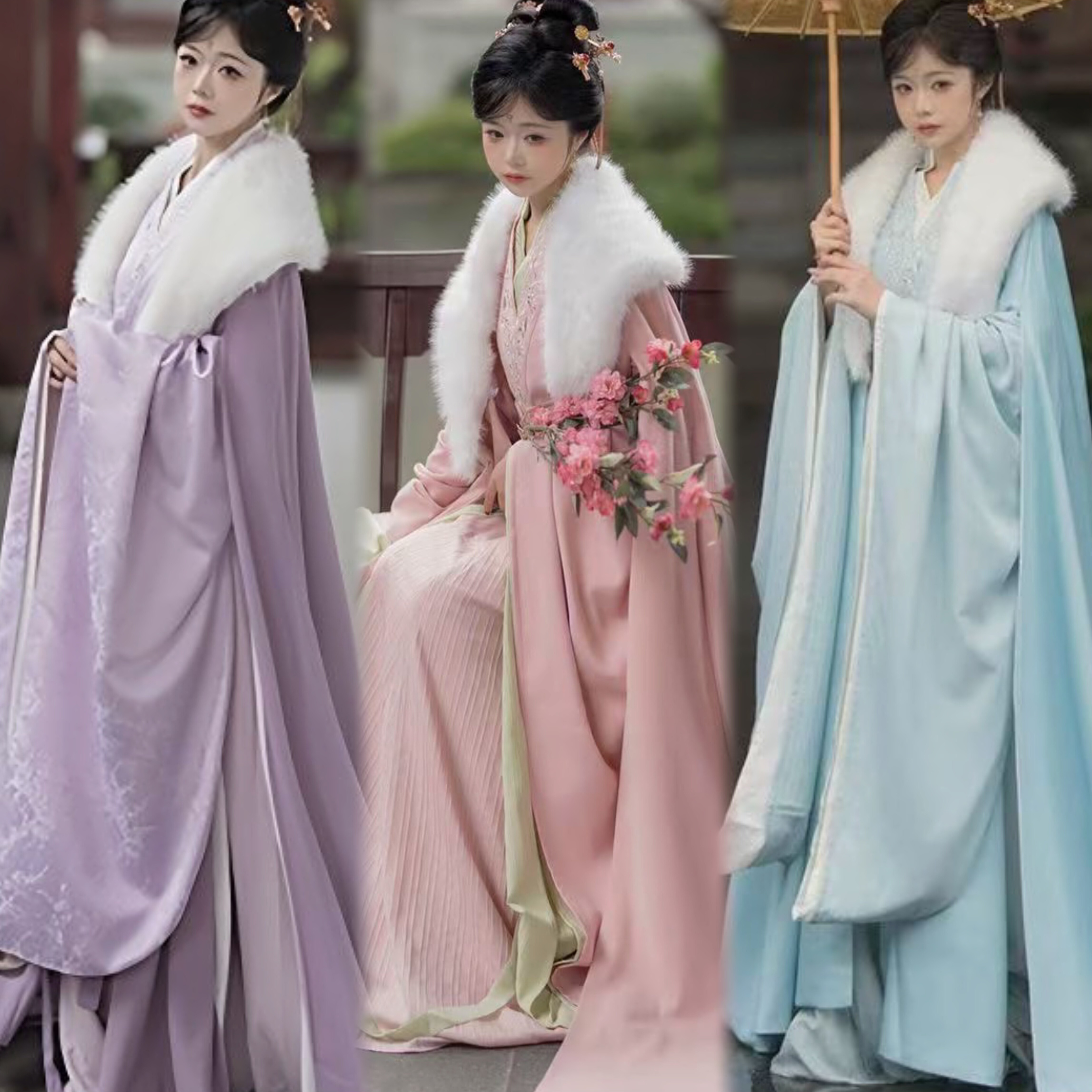 魏晋制南北朝汉服女古风斗篷套装