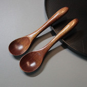 2支 小木勺家用调羹拌饭勺短柄小汤勺吃面喝汤儿童吃饭木勺子 日式