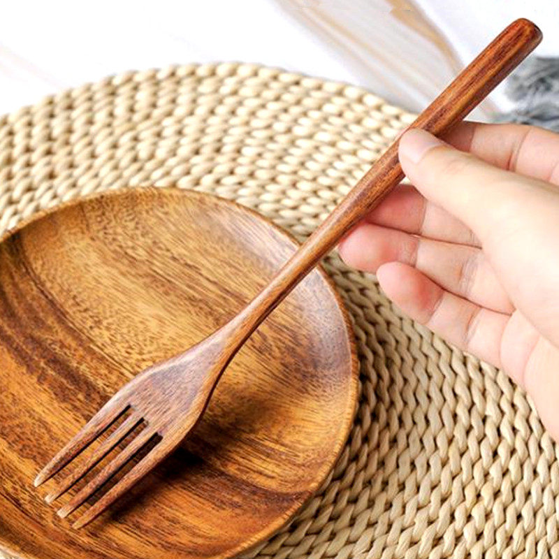 高档日式实木西餐叉加长柄木质叉子牛排水果叉蛋糕点心沙拉叉圆柄,餐饮具,西餐餐叉,淘宝优惠券,粉丝福利购,淘宝优惠卷