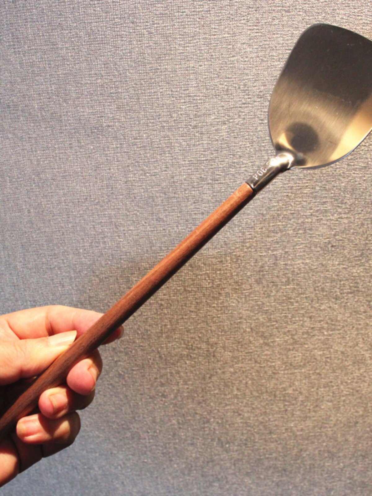 호두 손잡이 304 작은 주걱 스테인레스 스틸 미니 주걱 가정용 소형 요리 주걱 팬 튀김 미트 로프