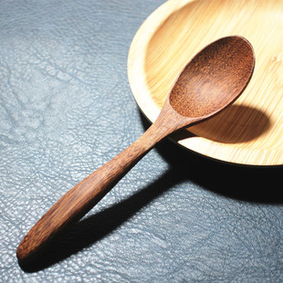 高档鸡翅木勺子吃饭用调羹小汤勺长柄木质搅拌勺干饭勺家用甜品勺