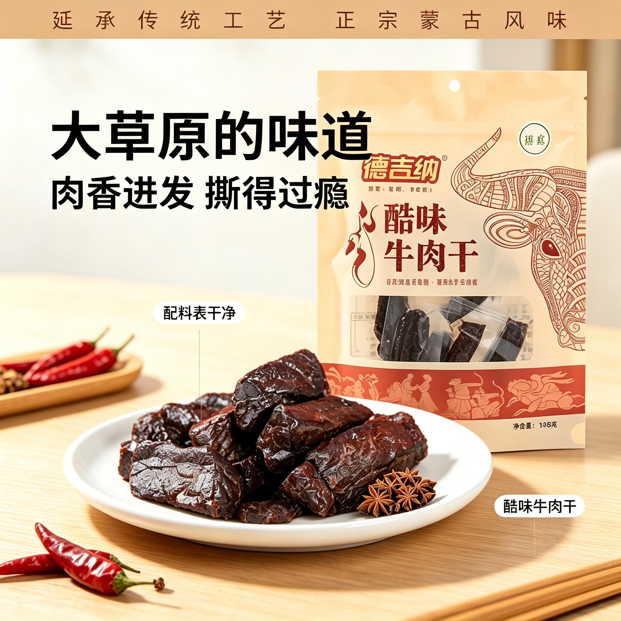 高铁同款德吉纳酷味牛肉干原味香辣独立包装追剧休闲健康小零食