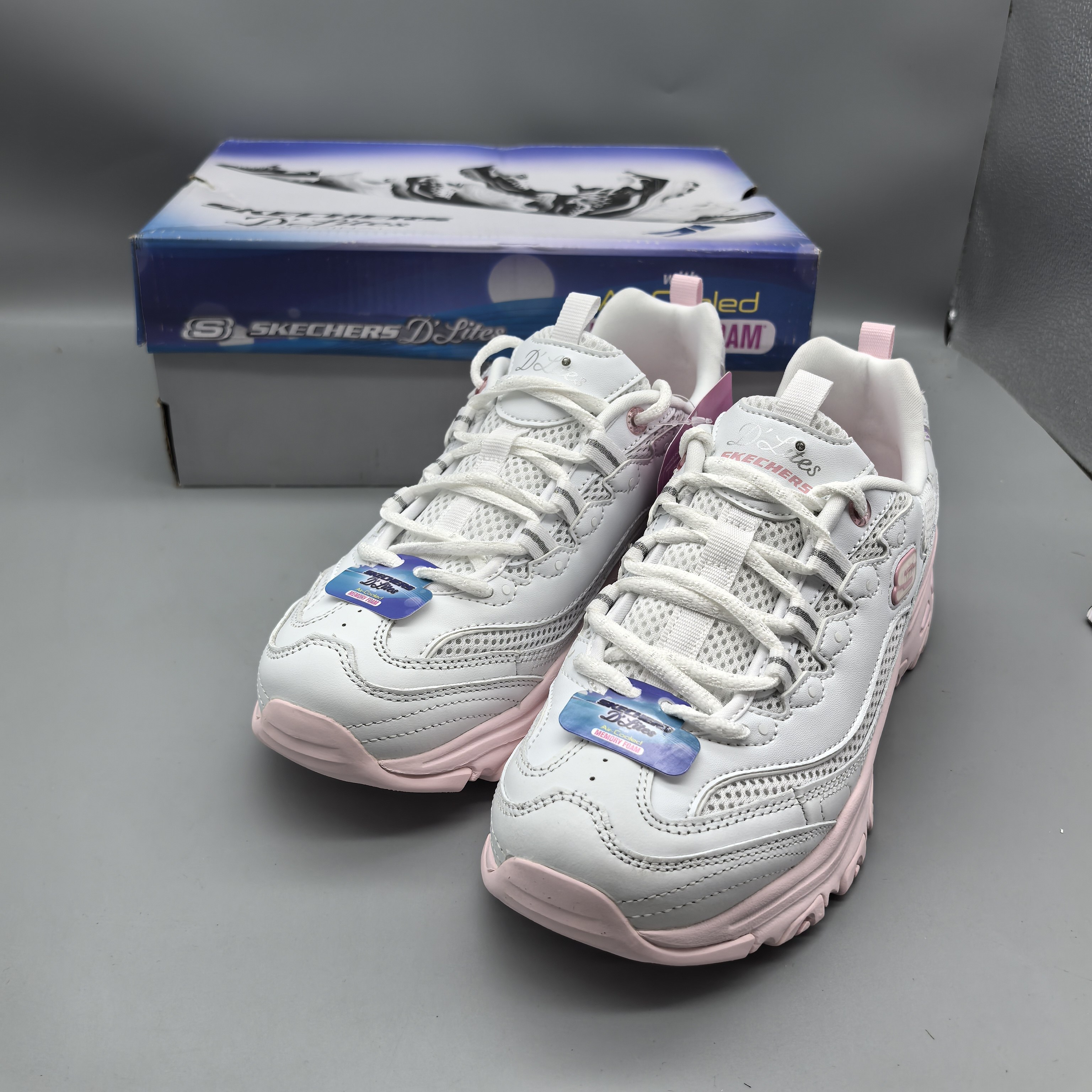 Skechers斯凯奇雪糕熊女鞋老爹鞋冰淇淋撞色舒适透气熊猫鞋896192