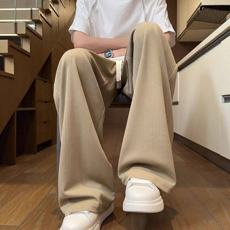 宽松裤阔腿卡其色垂感直筒长裤
