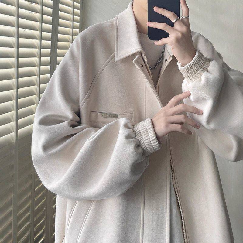 外套绒2025宽松青少年男麂皮仿高级感休闲秋冬季夹克新款潮牌翻领