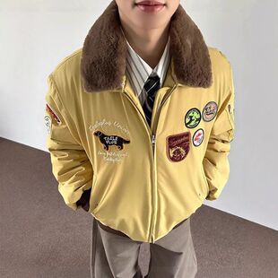 bomber女款阿拉斯加棉服棉衣外套冰原猎装夹克冬季男短款毛领情侣