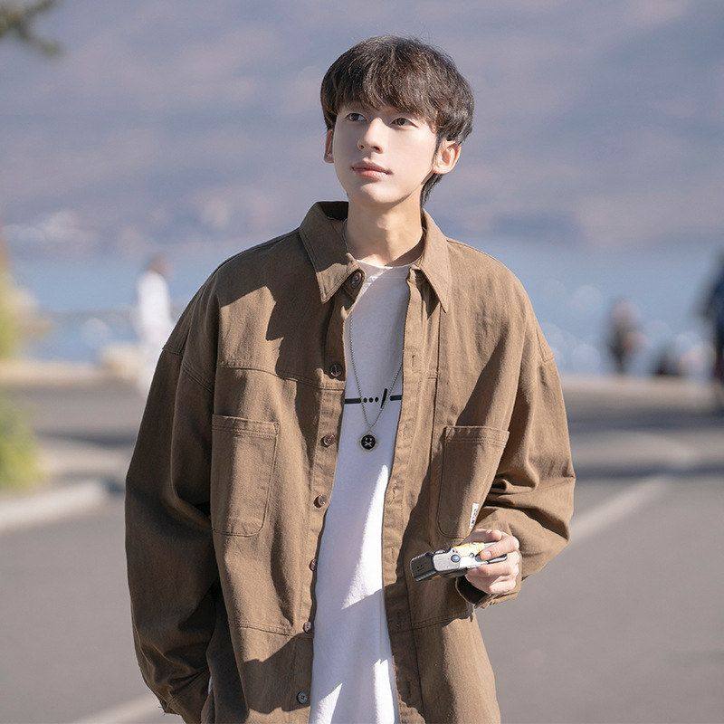 日系宽松春秋直供男工装外套长袖款衬衫潮牌厂家衬衣春秋季男生,男装,衬衫,淘宝优惠券,粉丝福利购,淘宝优惠卷