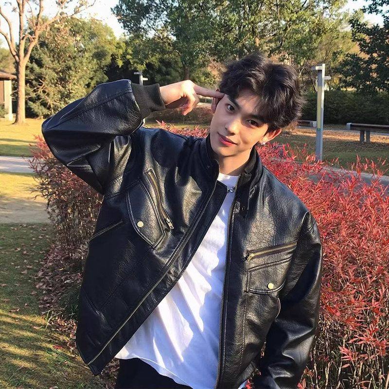 皮衣痞帅pu冬季高级感复古夹克外套美式男女春秋同款外套保暖机车
