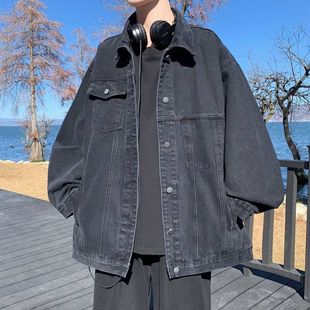 男春秋oversize春季痞帅上衣复古潮流高级感美式潮牌牛仔外套夹克