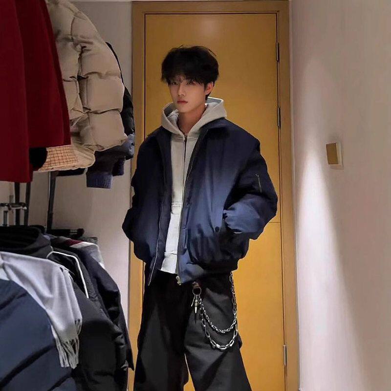 男款厂家藏青色翻领夹克外套c春秋美式leanfit短款飞行员直供棉服