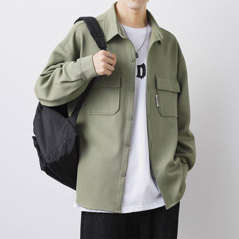薄款工装潮牌长袖外套衬衣休闲宽松衬衫帅气夏装春秋季高级感男士
