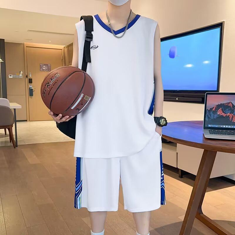 无袖男装男港风运动服套装篮球两件套背心青少年速干短裤