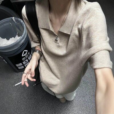 超精针织衫仿同款风韩国T恤领夏