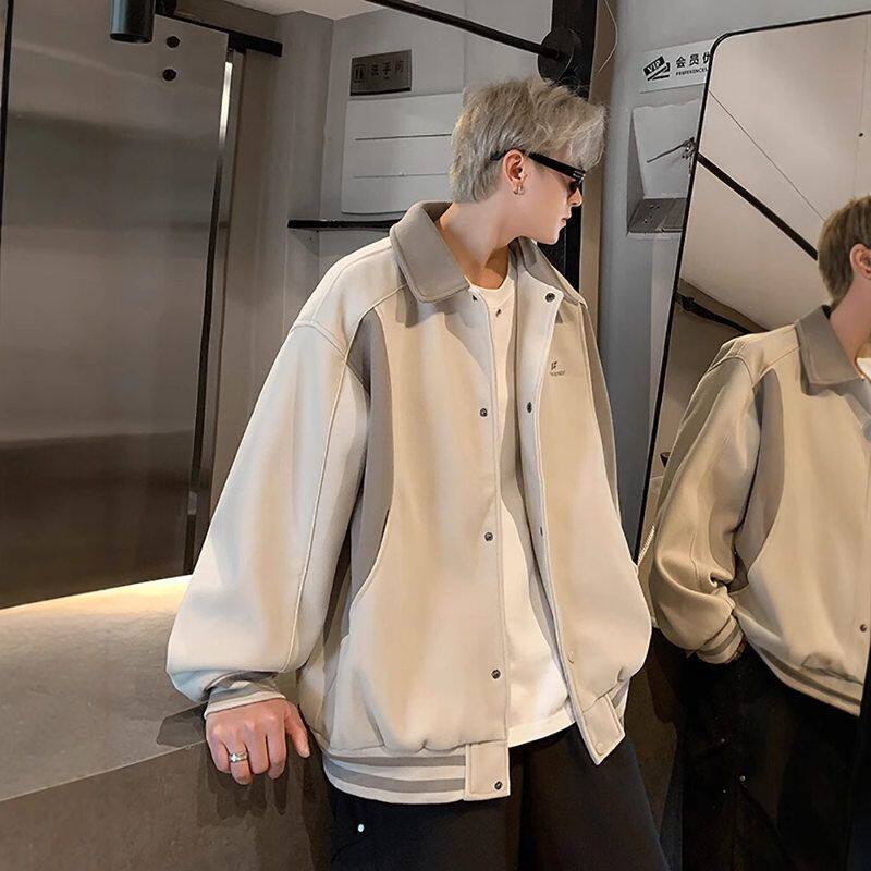 春秋季设计感古着重磅2025夹克上衣外套美式休闲男撞色小众高级感