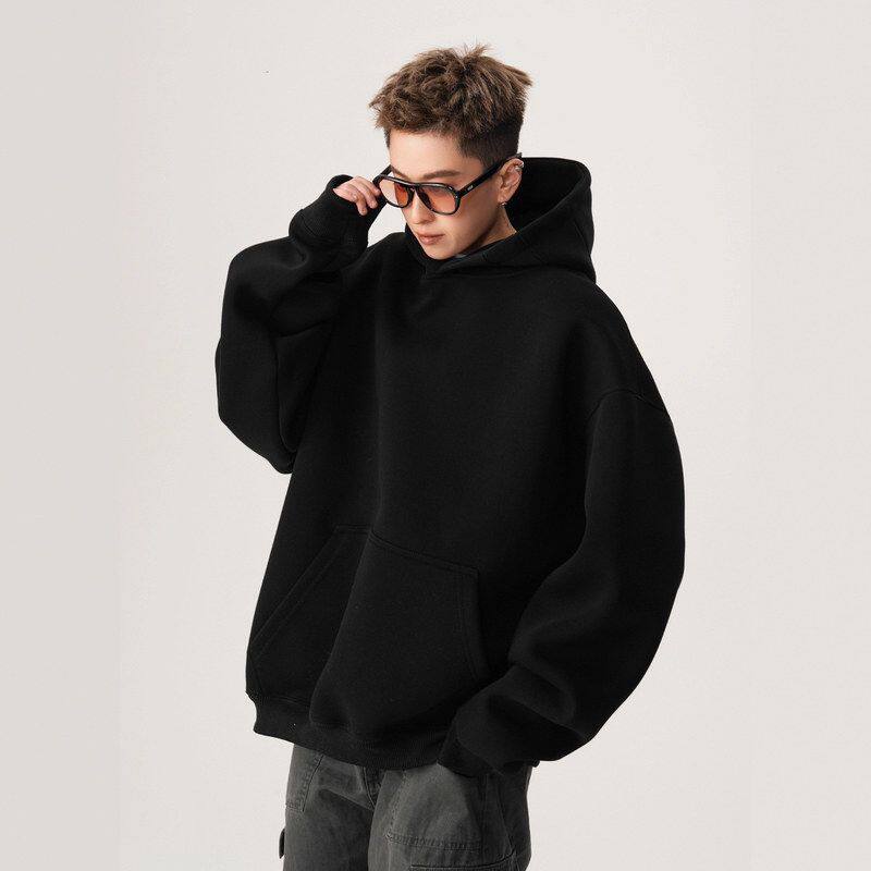 美式外套重磅短款卫衣帽衫leanfit高街男女c连帽宽松潮boxy硬挺连