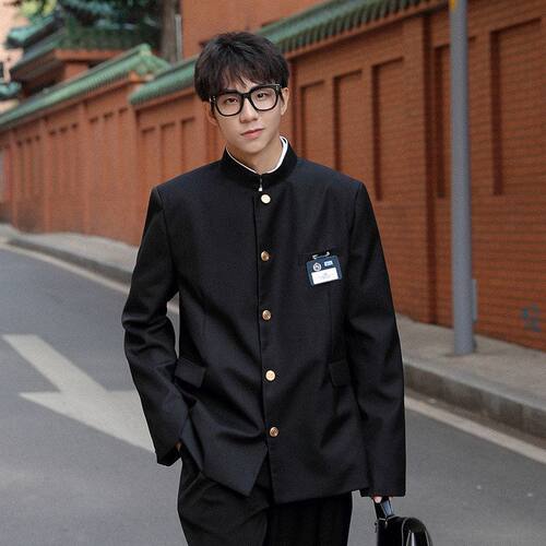 小西服诘中山装男校服休闲日系