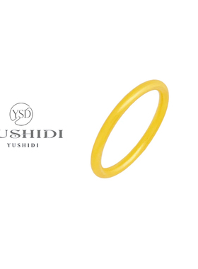 古法素圈轻奢简约黄色女士指环