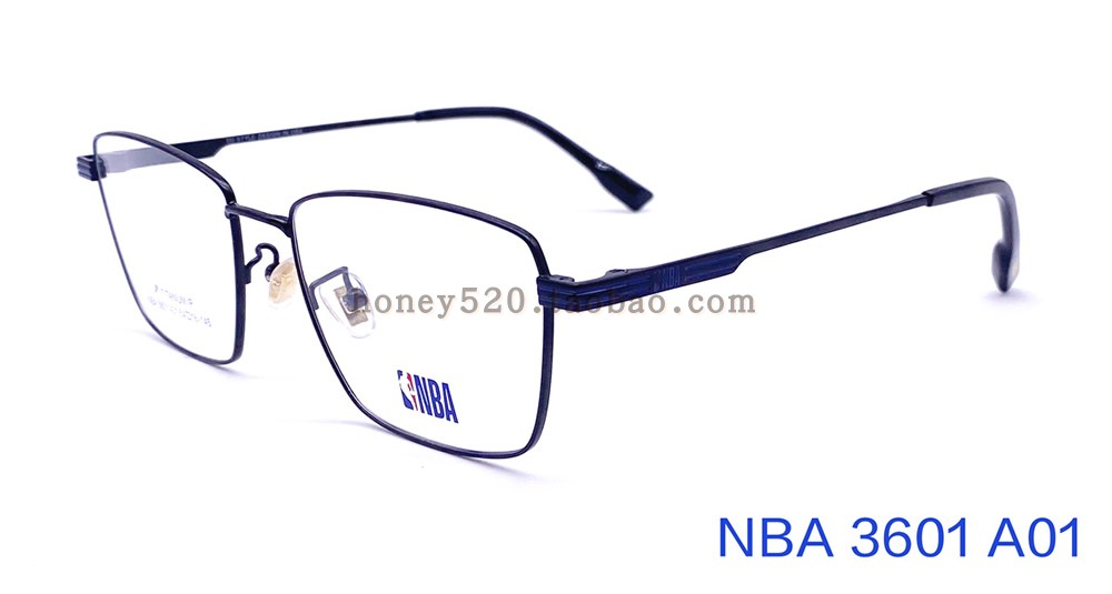 正品NBA 3601纯钛眼镜框女近视可配度数素颜明星镜框架男半全框黑