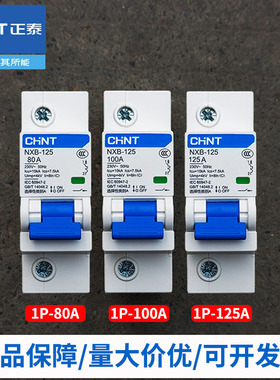 正泰1P100A空气开关小型断路器NXB125单匹400V电压220V总电闸家用