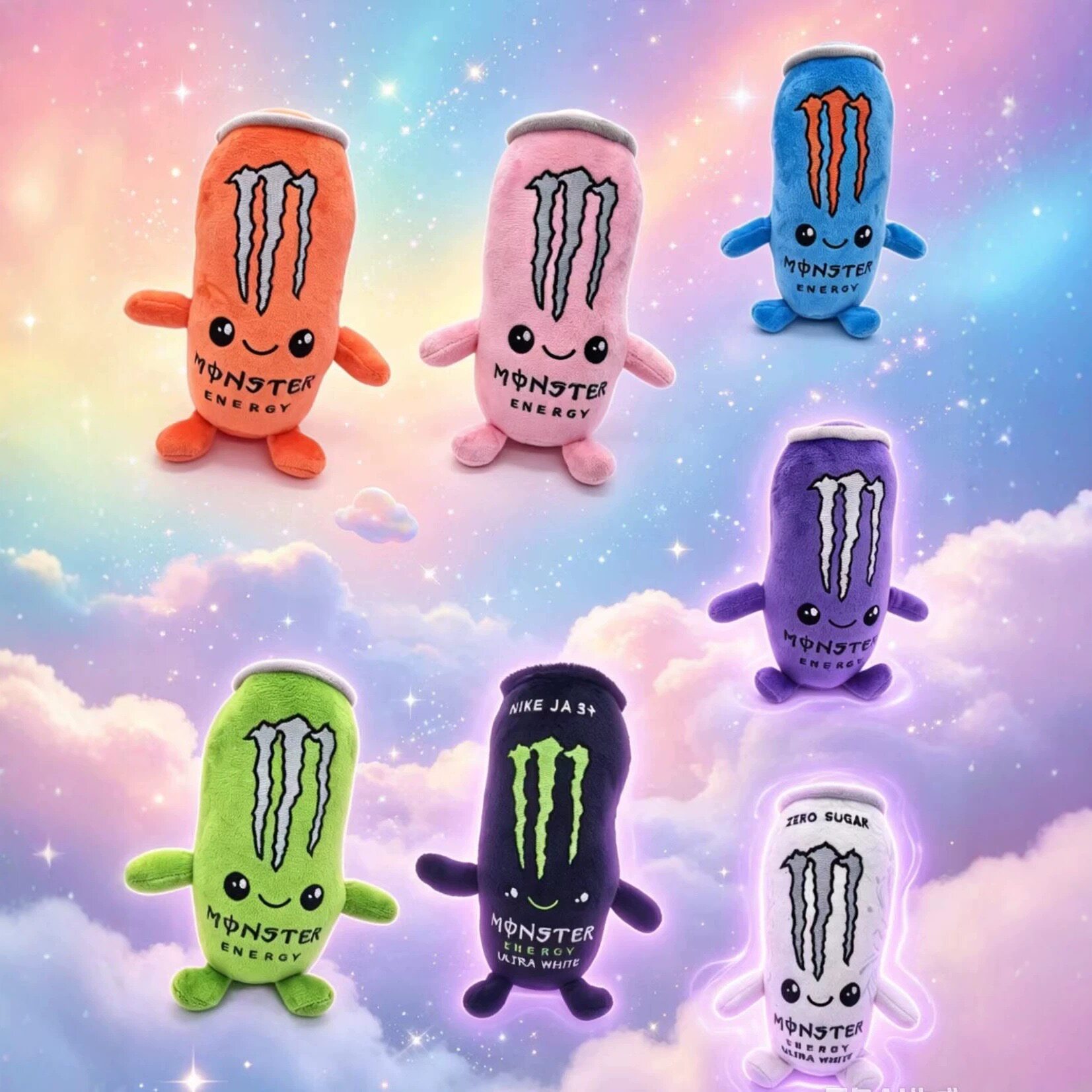 毛绒公仔 Monster Energy 零糖超白能量饮料造型玩偶可爱抱枕玩具