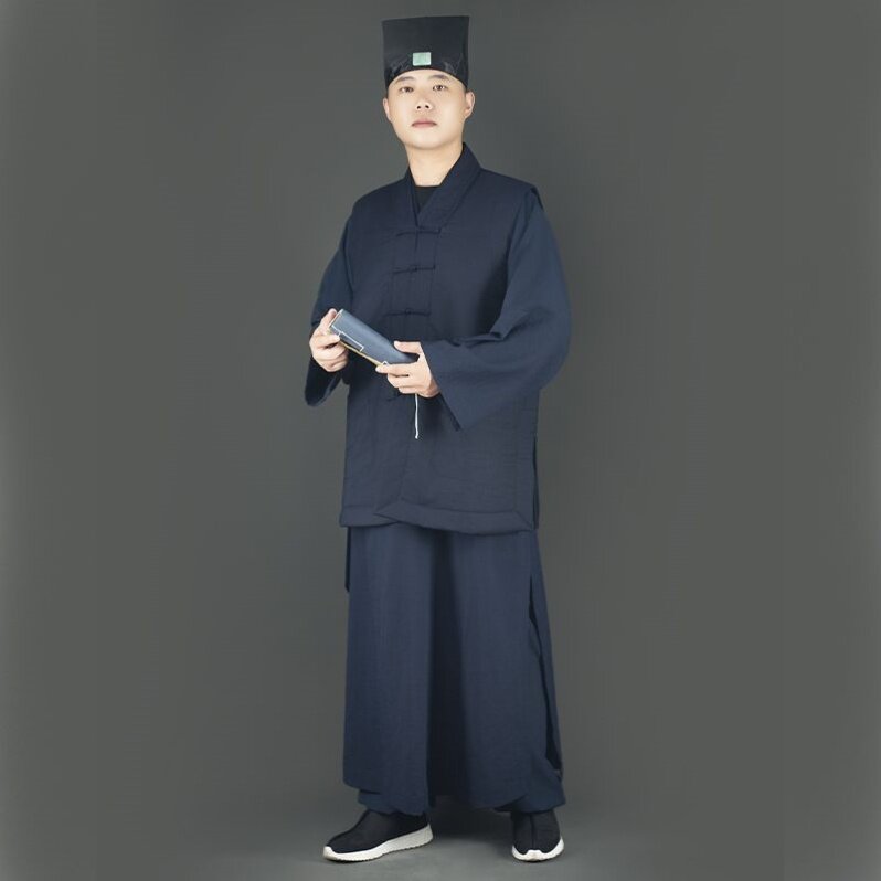 特卖道袍冬季加绒道士服装短款马甲道服道家长款加棉保暖男女坎肩