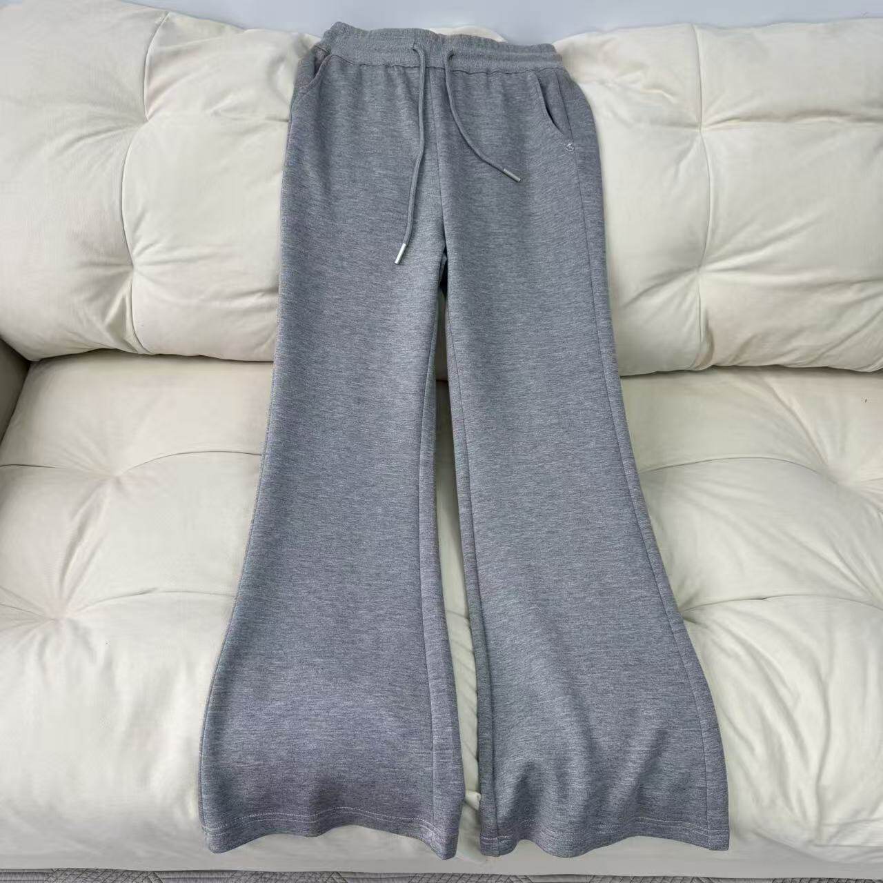 惠衣阁春季女棉质松紧腰运动裤韩版修身弹力微喇裤显高显瘦长裤