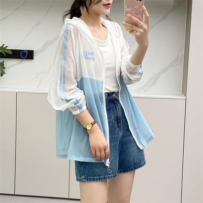 夏季女长袖连帽防晒衣薄外套