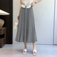 惠衣阁夏女棉质松紧腰高腰半身裙条纹中长裙复古休闲大裙摆a字裙