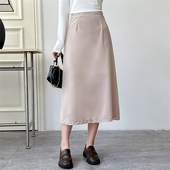 惠衣阁秋冬女高腰金丝绒半身裙韩版 复古通勤绒布中长裙a字裙职业