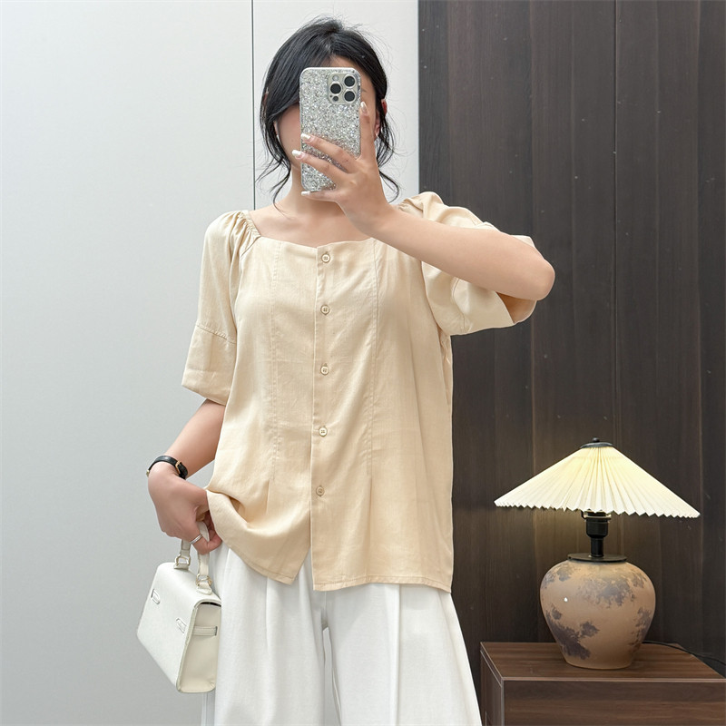 惠衣阁夏季女短袖衬衫棉麻衬衫韩版复古方领衬衣亚麻上衣简约百搭,女装/女士精品,衬衫,淘宝优惠券,粉丝福利购,淘宝优惠卷
