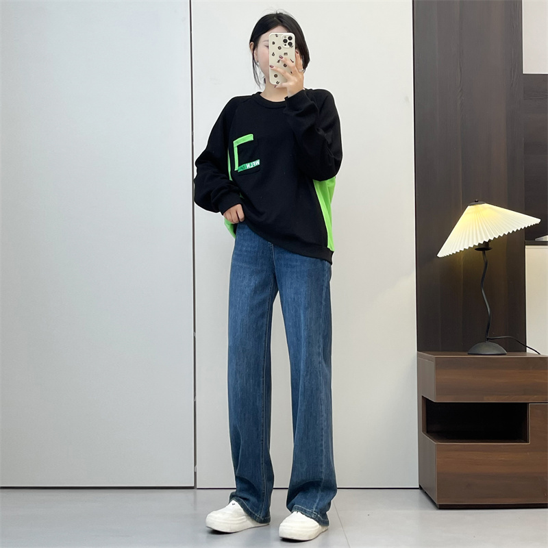 惠衣阁秋女棉质毛圈棉卫衣套头圆领卫衣宽松休闲学院风外套运动衫