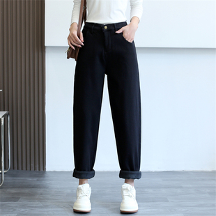 胖MM穿的牛仔裤冬女半松紧腰高腰加绒牛仔裤加绒200斤休闲裤大码