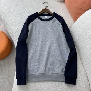 韩版 惠衣阁秋季 卫衣棉质拼接运动衫 长袖 宽松休闲卫衣外套 男士