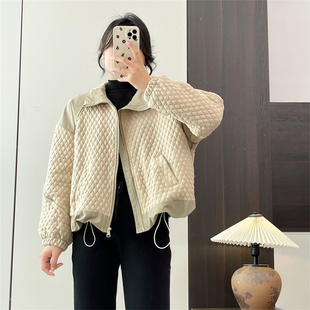 惠衣阁秋冬女立领棉衣夹棉短款棉袄韩版宽松休闲抽绳短款棉服外套