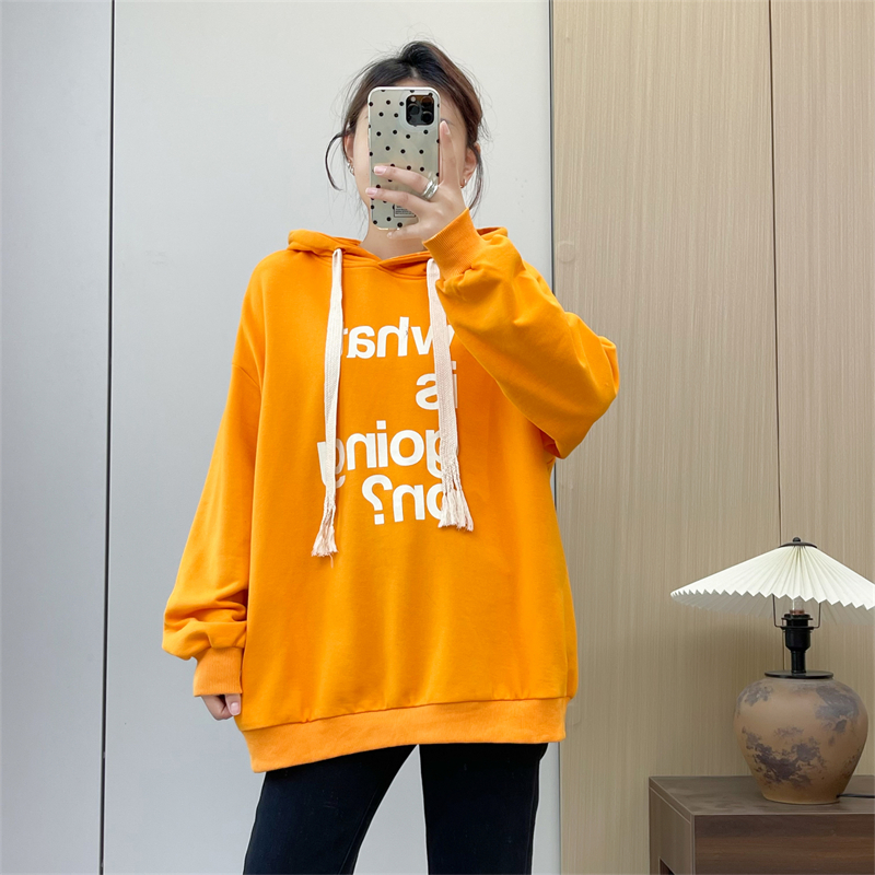 惠衣阁秋季女棉质长袖连帽卫衣韩版宽松休闲运动衫连帽衫