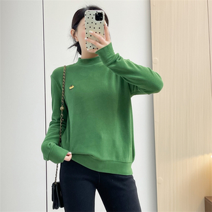 惠衣阁秋冬女长袖高领德绒打底衫加绒加厚打底上衣宽松保暖T恤衫