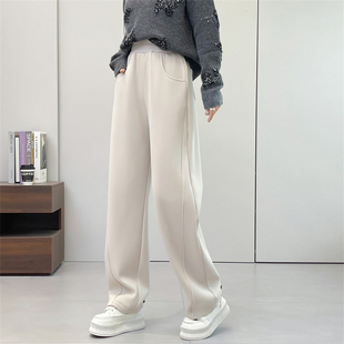 宽松休闲加绒弯刀裤 加绒直筒裤 香蕉裤 惠衣阁冬女松紧腰加绒长裤