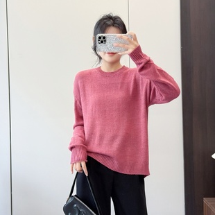 惠衣阁秋冬女长袖针织衫薄款针织上衣韩版宽松休闲纯色亲肤毛衣