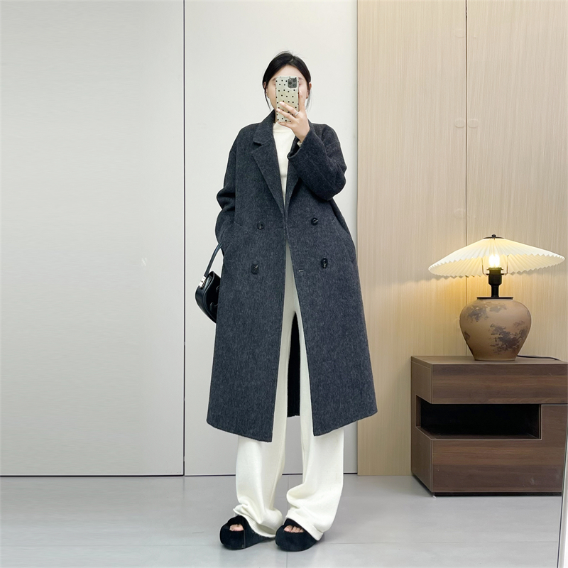 惠衣阁秋冬女双面呢大衣长款过膝外套韩版宽松休闲通勤呢子外套