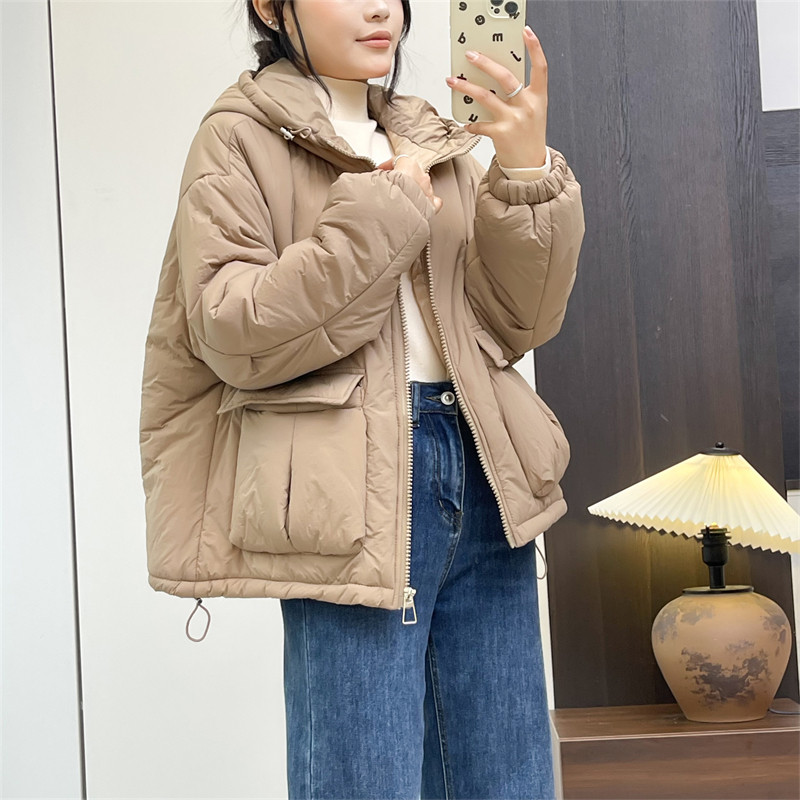 惠衣阁秋冬女连帽棉衣短款棉袄韩版宽松休闲保暖棉服外套面包服