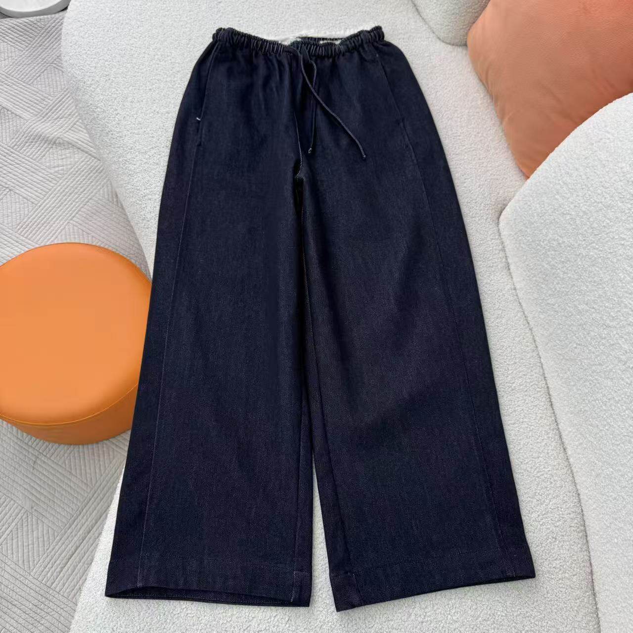 惠衣阁春季女松紧腰牛仔裤牛仔九分裤韩版宽松牛仔休闲裤阔腿裤