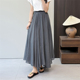 惠衣阁夏季 女纱布棉长裙松紧腰高腰中长裙韩版 宽松休闲不规则裙子